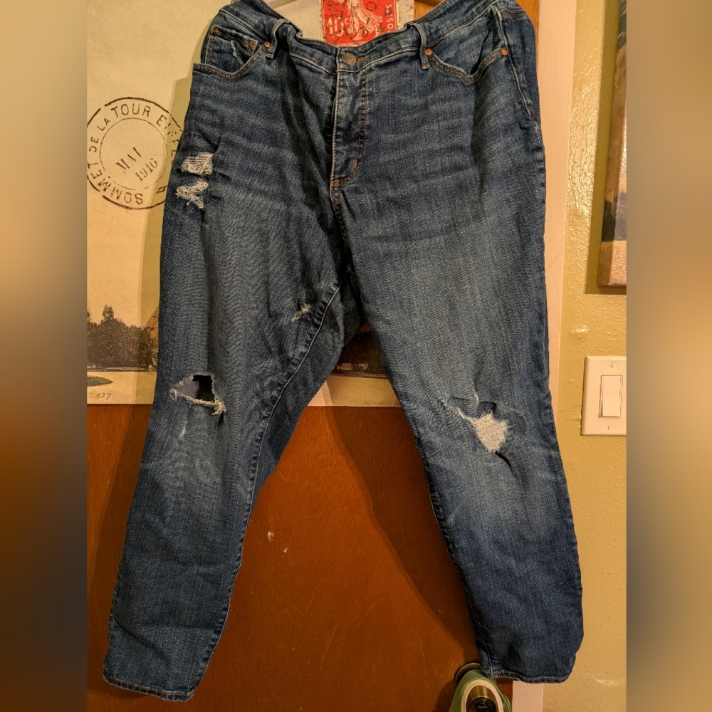 LOFT Women's Distressed Blue Skinny Jeans